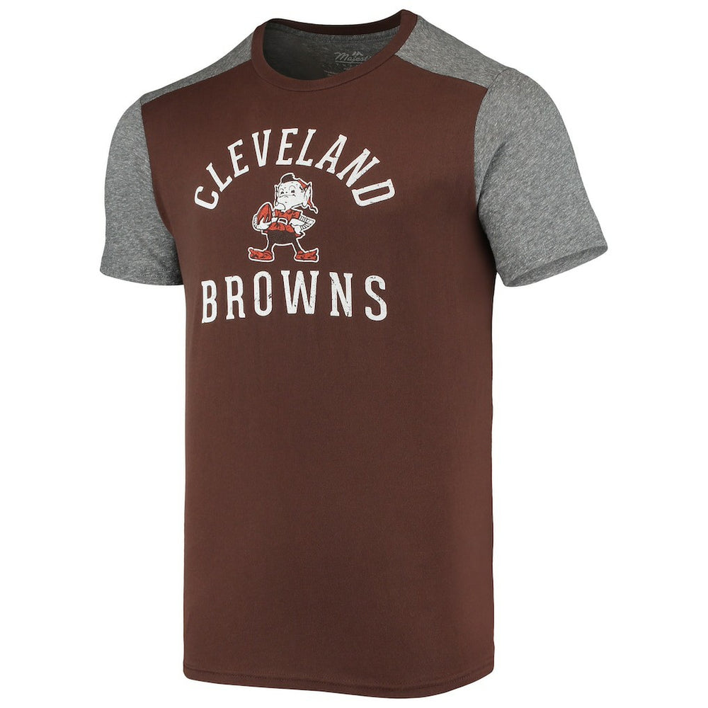 Cleveland Browns Majestic Threads Brownie The Elf Gridiron Classics Field Goal Slub T-Shirt - Brown/Heathered Gray discount