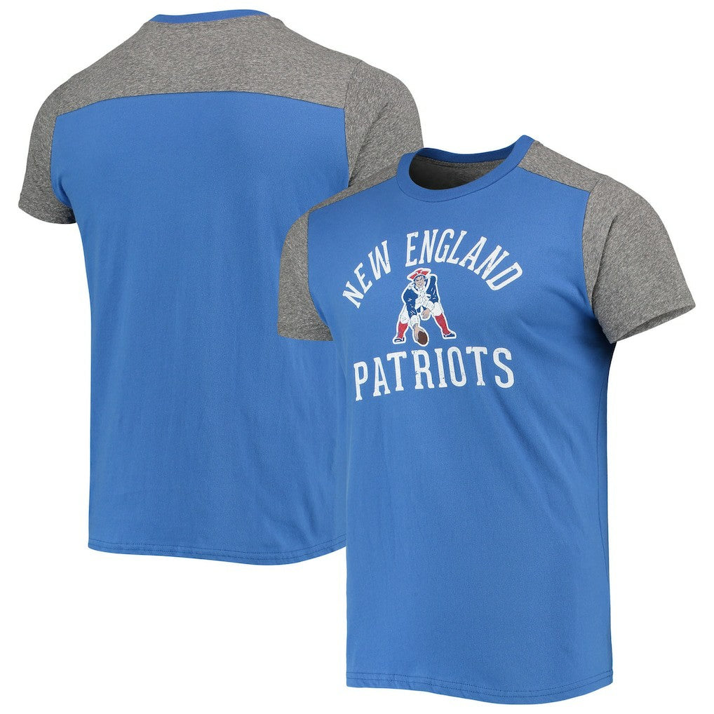 New England Patriots Majestic Threads Gridiron Classics Field Goal Slub T-Shirt - Royal/Heathered Gray cheap