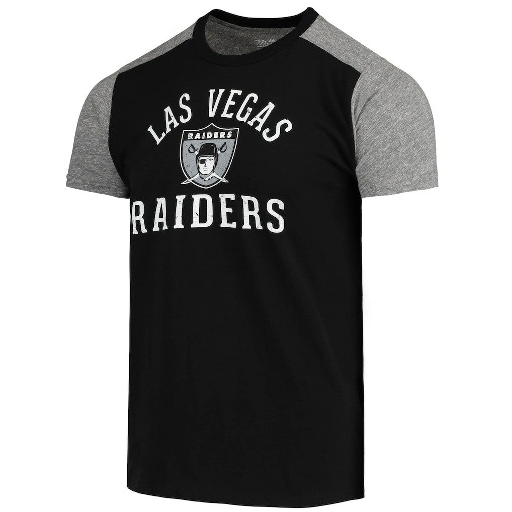 Las Vegas Raiders Majestic Threads Gridiron Classics Field Goal Slub T-Shirt - Black/Heathered Gray outlet