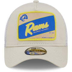 Los Angeles Rams New Era Happy Camper A-Frame Trucker 9FORTY Snapback Hat - Khaki/White online