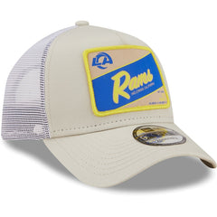 Los Angeles Rams New Era Happy Camper A-Frame Trucker 9FORTY Snapback Hat - Khaki/White online