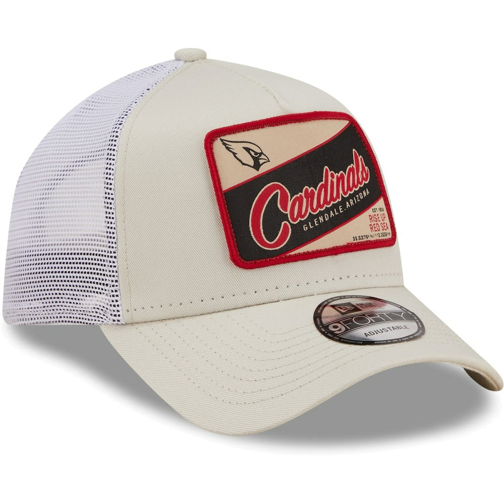 Arizona Cardinals New Era Happy Camper A-Frame Trucker 9FORTY Snapback Hat - Khaki/White online