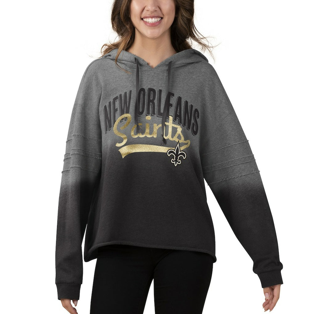 New Orleans Saints Touch Women's Superstar Dip-Dye Pullover Hoodie - Heathered Gray/Black online