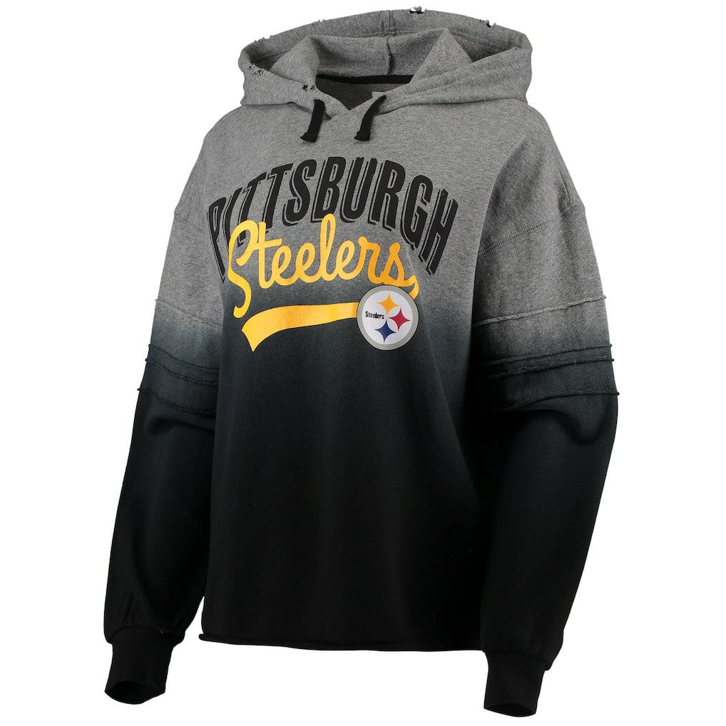 Pittsburgh Steelers Touch Women's Superstar Dip-Dye Pullover Hoodie - Heathered Gray/Black cheap