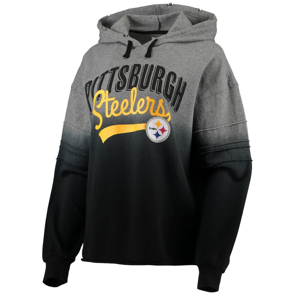 Pittsburgh Steelers Touch Women's Superstar Dip-Dye Pullover Hoodie - Heathered Gray/Black cheap