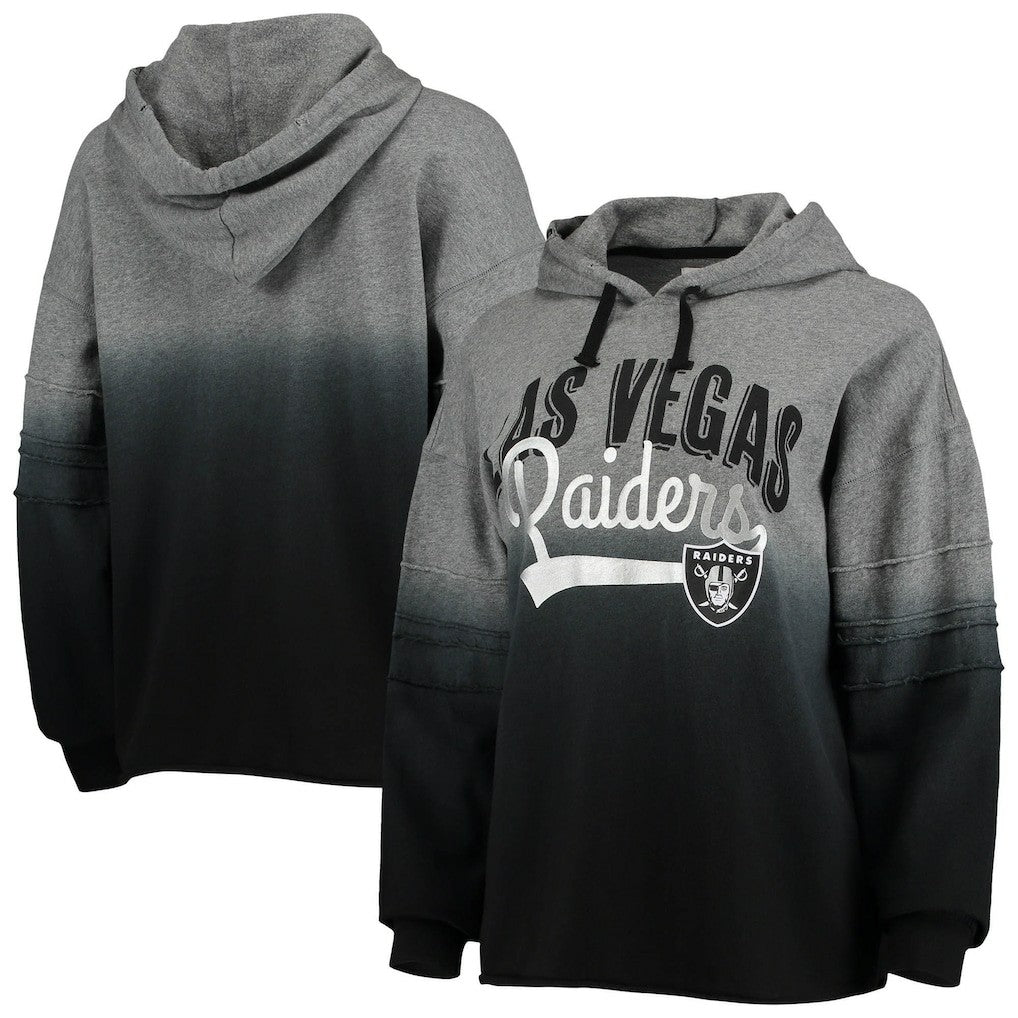 Las Vegas Raiders Touch Women's Superstar Dip-Dye Pullover Hoodie - Heathered Gray/Black for sale