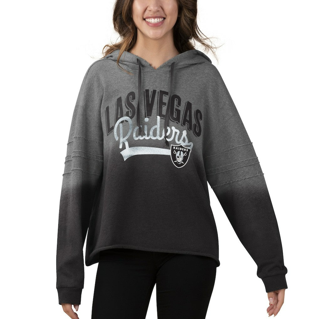 Las Vegas Raiders Touch Women's Superstar Dip-Dye Pullover Hoodie - Heathered Gray/Black for sale