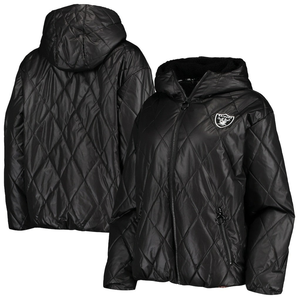 Las Vegas Raiders MSX by Michael Strahan Women's Charlotte Full-Zip Hoodie Puffer Jacket - Black cheap