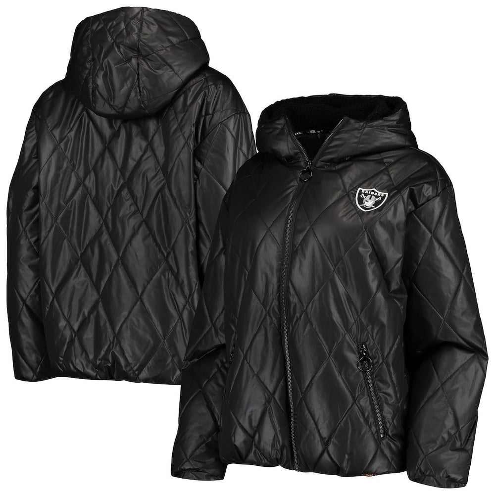 Las Vegas Raiders MSX by Michael Strahan Women's Charlotte Full-Zip Hoodie Puffer Jacket - Black cheap