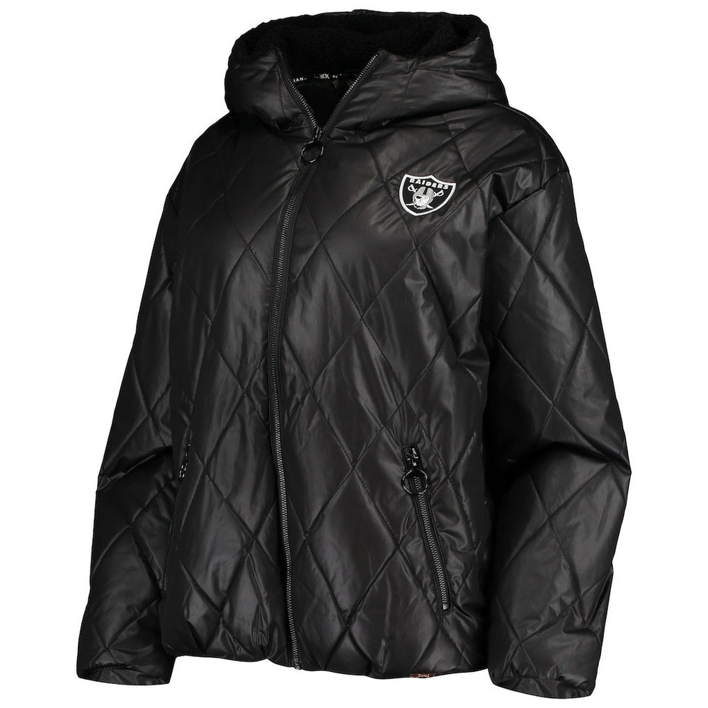 Las Vegas Raiders MSX by Michael Strahan Women's Charlotte Full-Zip Hoodie Puffer Jacket - Black cheap