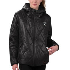 Las Vegas Raiders MSX by Michael Strahan Women's Charlotte Full-Zip Hoodie Puffer Jacket - Black cheap
