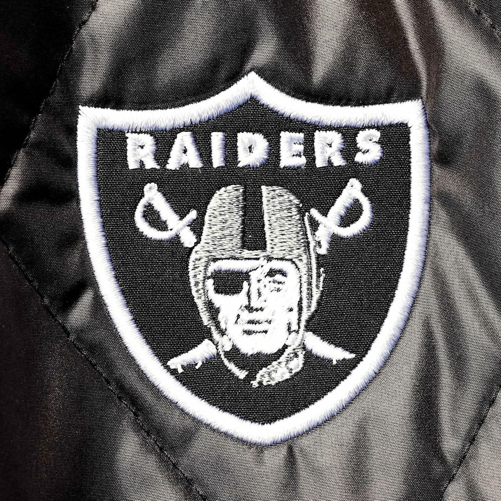 Las Vegas Raiders MSX by Michael Strahan Women's Charlotte Full-Zip Hoodie Puffer Jacket - Black cheap