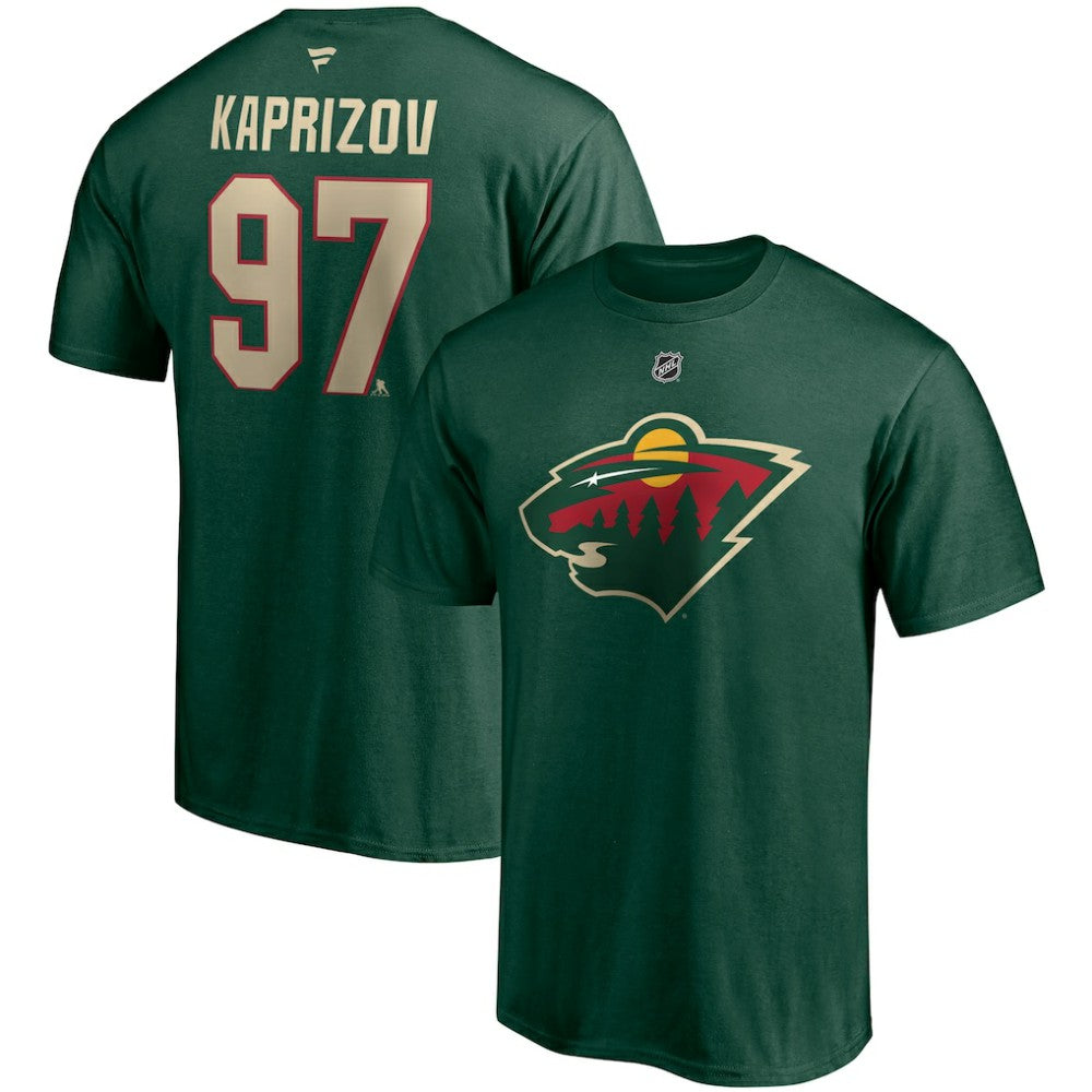 Kirill Kaprizov Minnesota Wild Fanatics Authentic Stack Name & Number T-Shirt - Green T-shirts