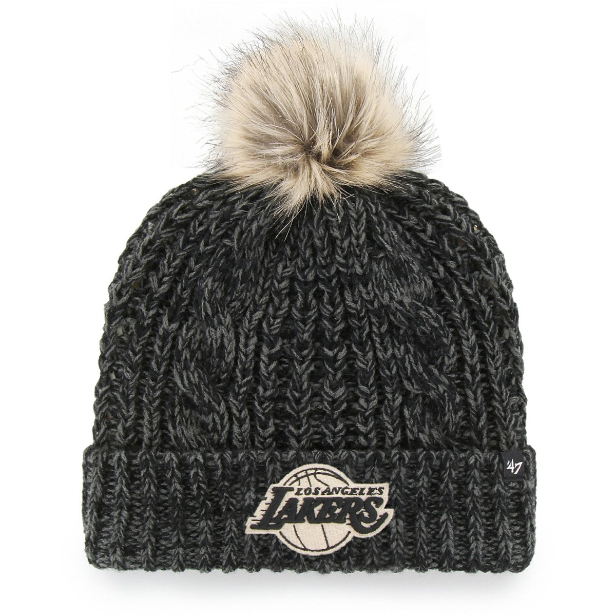 Los Angeles Lakers '47 Women's Meeko Cuffed Knit Hat with Pom - Black for sale