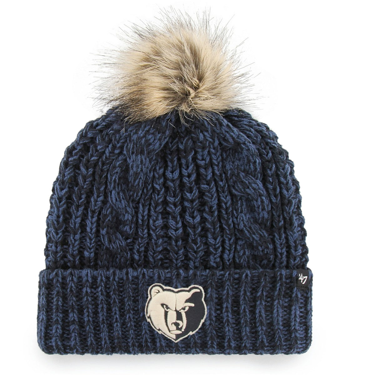 Memphis Grizzlies '47 Women's Meeko Cuffed Knit Hat with Pom - Navy cheap
