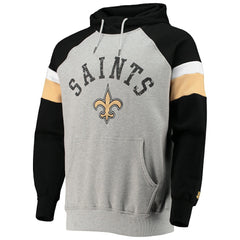 New Orleans Saints Starter Home Run Raglan Pullover Hoodie - Heathered Gray/Black for sale
