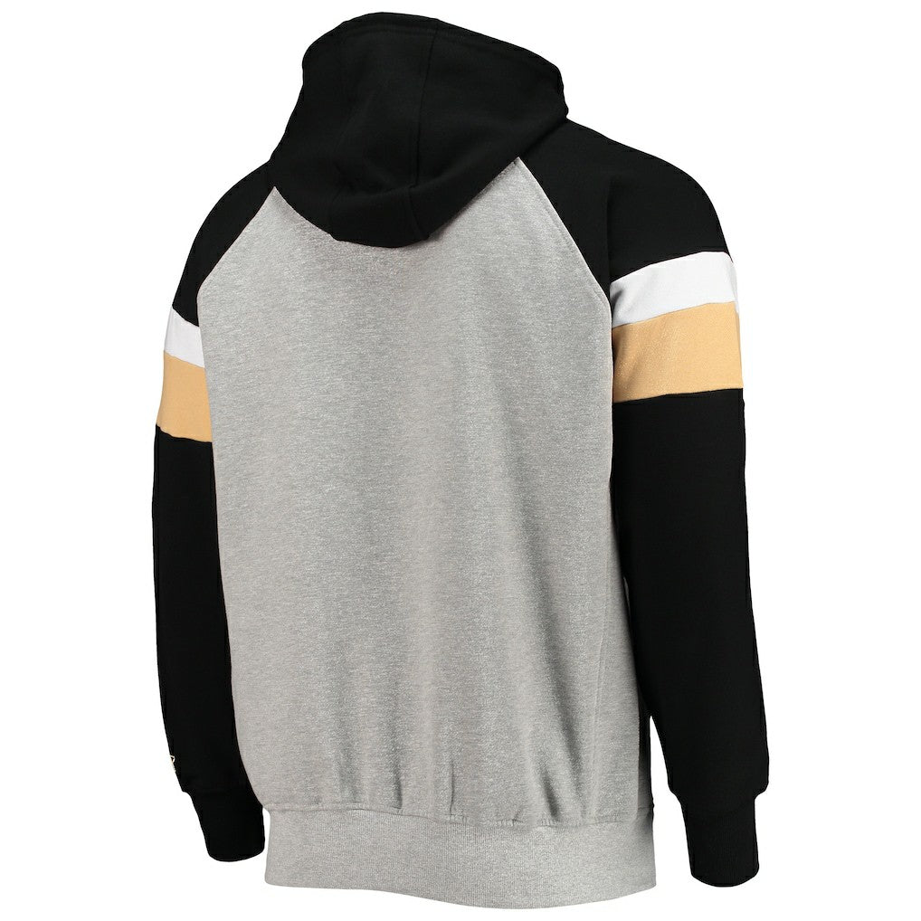 New Orleans Saints Starter Home Run Raglan Pullover Hoodie - Heathered Gray/Black for sale