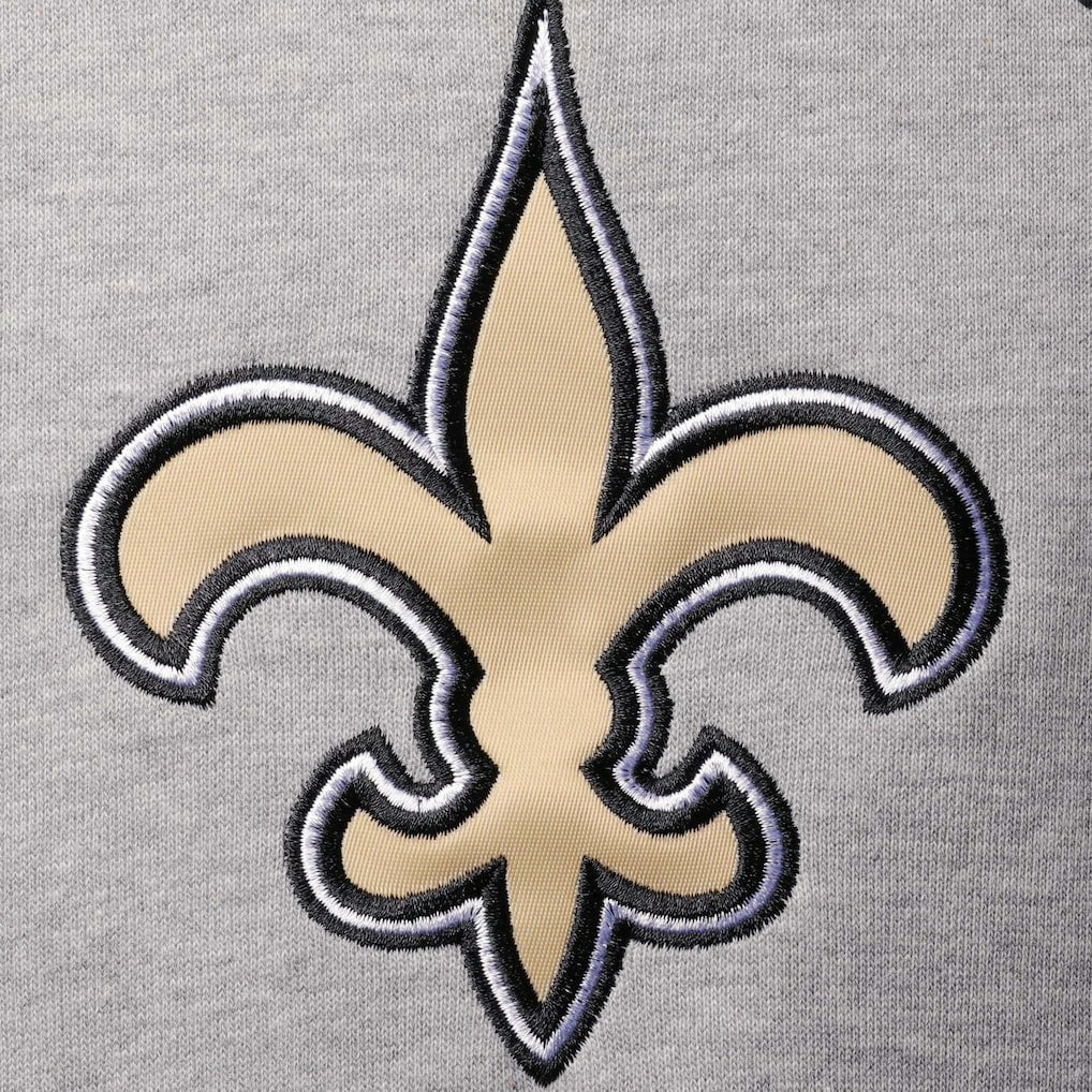 New Orleans Saints Starter Home Run Raglan Pullover Hoodie - Heathered Gray/Black for sale