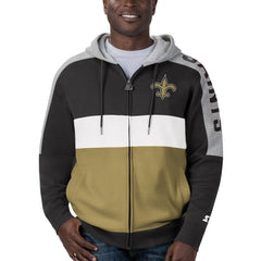New Orleans Saints Starter Playoffs Color Block Full-Zip Hoodie - Black/Gold on sale