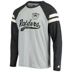 Las Vegas Raiders Starter Throwback League Raglan Long Sleeve Tri-Blend T-Shirt - Silver/Black discount