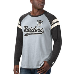 Las Vegas Raiders Starter Throwback League Raglan Long Sleeve Tri-Blend T-Shirt - Silver/Black discount