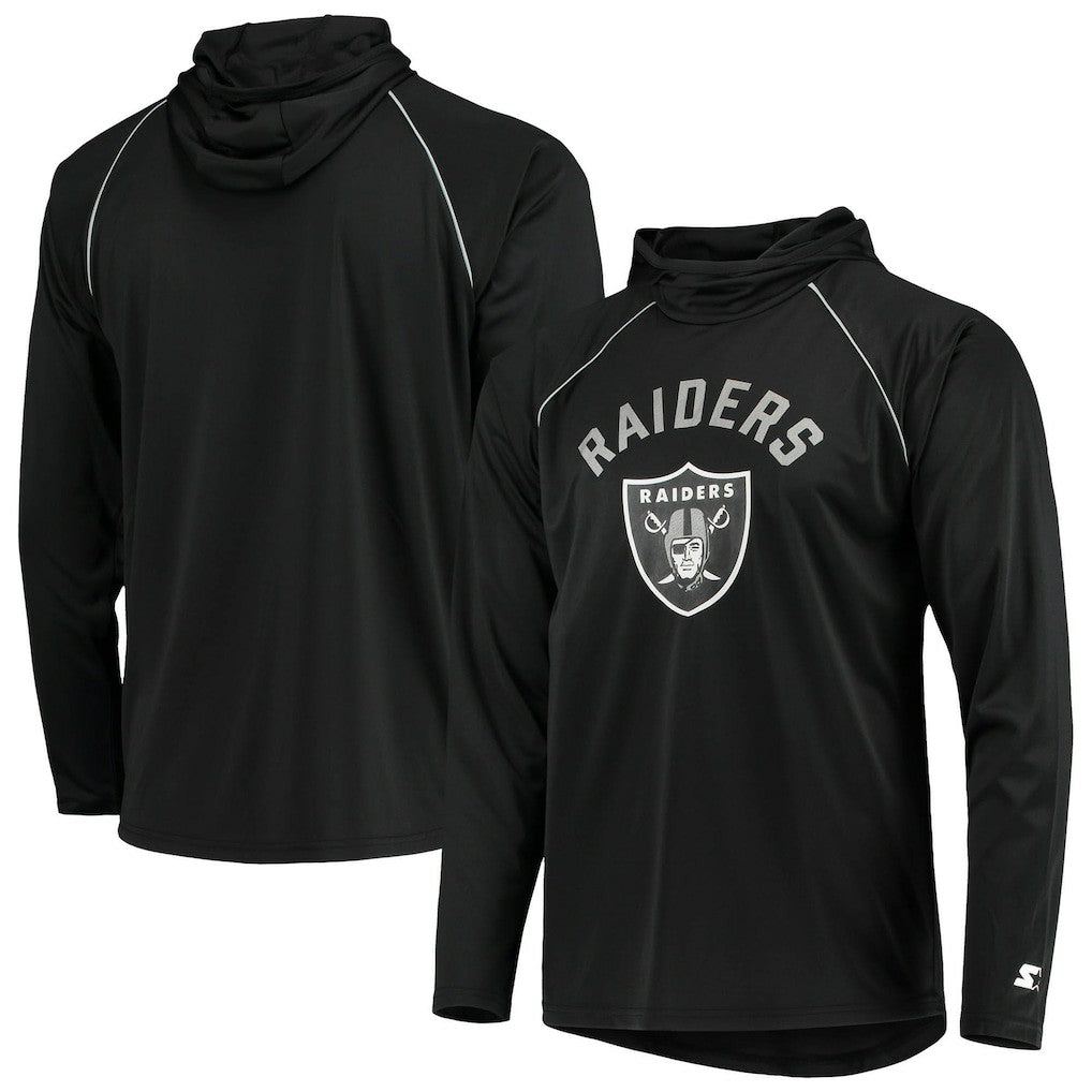 Las Vegas Raiders Starter Raglan Long Sleeve Hoodie T-Shirt - Black outlet