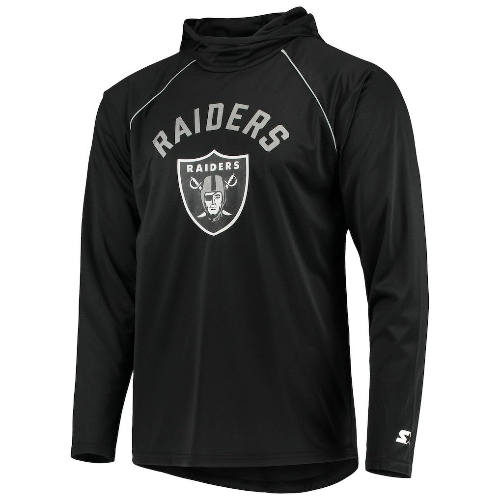 Las Vegas Raiders Starter Raglan Long Sleeve Hoodie T-Shirt - Black outlet