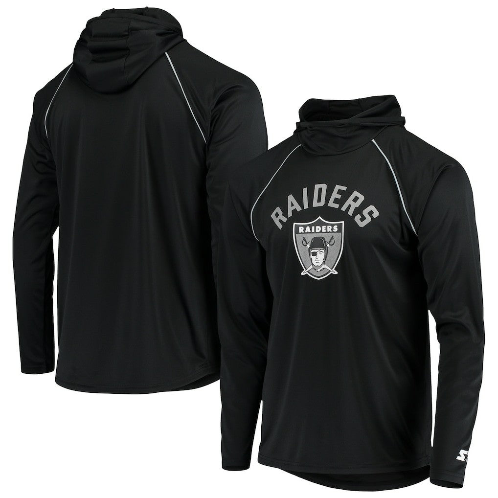 Las Vegas Raiders Starter Throwback Raglan Hoodie Long Sleeve T-Shirt - Black online