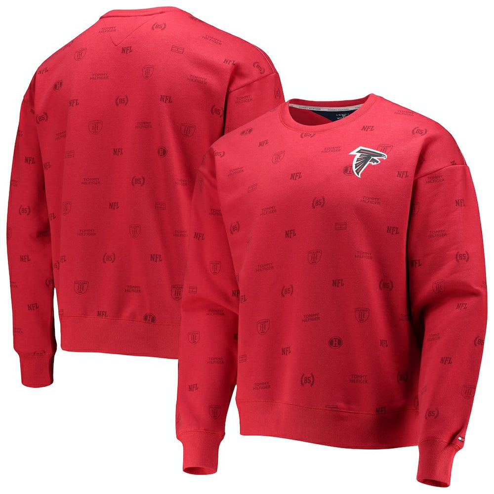 Atlanta Falcons Tommy Hilfiger Reid Graphic Pullover Sweatshirt - Red on sale