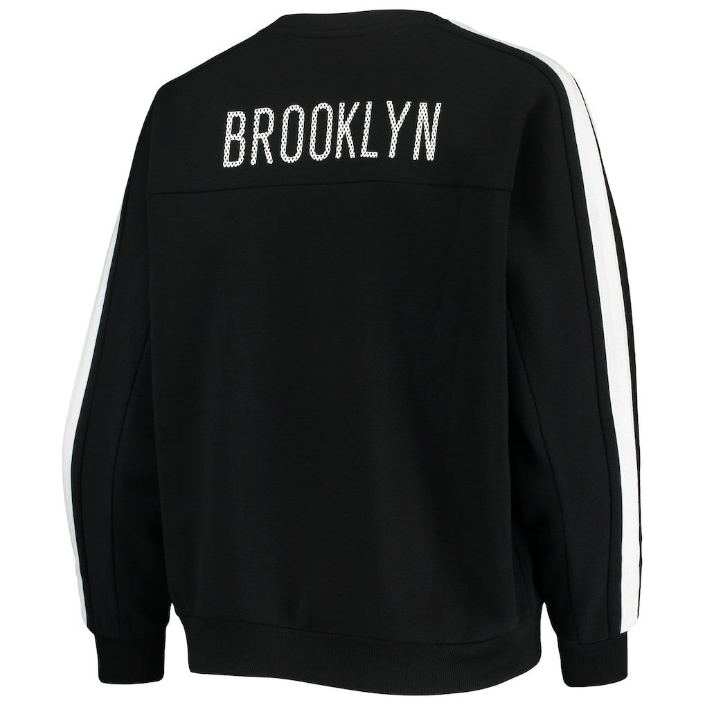 Brooklyn Nets The Wild Collective Women's Perforated Logo Pullover Sweatshirt - Black discount
