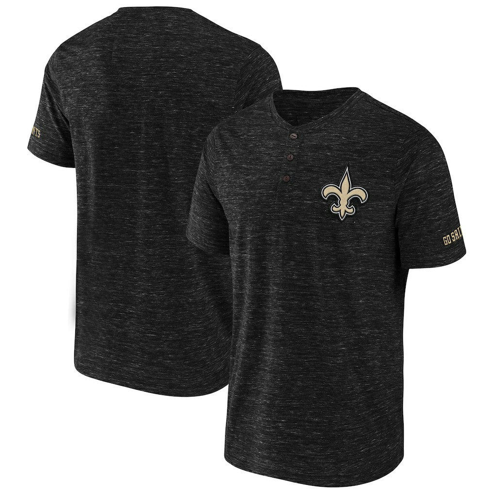 New Orleans Saints NFL x Darius Rucker Collection Slub Henley T-Shirt - Black outlet