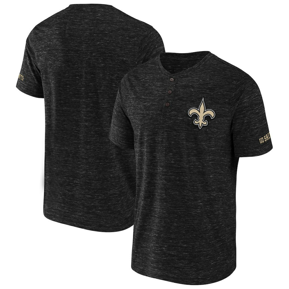 New Orleans Saints NFL x Darius Rucker Collection Slub Henley T-Shirt - Black outlet