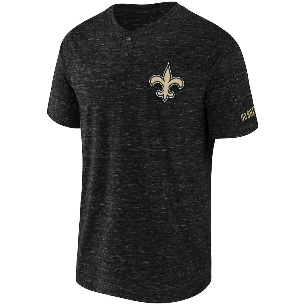 New Orleans Saints NFL x Darius Rucker Collection Slub Henley T-Shirt - Black outlet