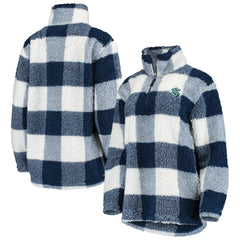 Seattle Kraken G-III 4Her by Carl Banks Women's Plaid Sherpa Quarter-Zip Jacket - Deep Sea Blue/White Jackets