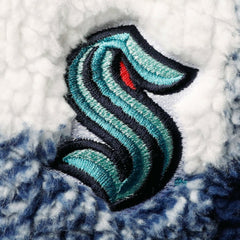 Seattle Kraken G-III 4Her by Carl Banks Women's Plaid Sherpa Quarter-Zip Jacket - Deep Sea Blue/White Jackets