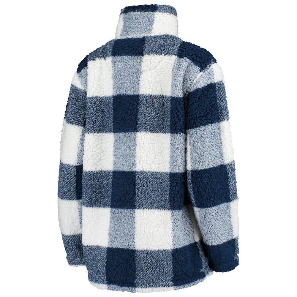 Seattle Kraken G-III 4Her by Carl Banks Women's Plaid Sherpa Quarter-Zip Jacket - Deep Sea Blue/White Jackets