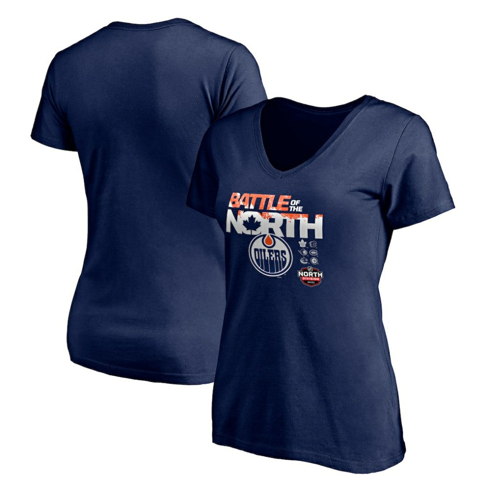Edmonton Oilers Women's Battle of the North V-Neck T-Shirt - Navy T-shirts