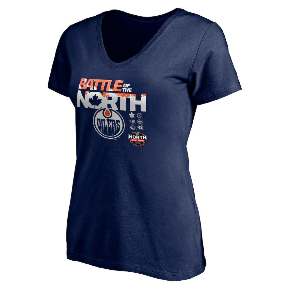 Edmonton Oilers Women's Battle of the North V-Neck T-Shirt - Navy T-shirts