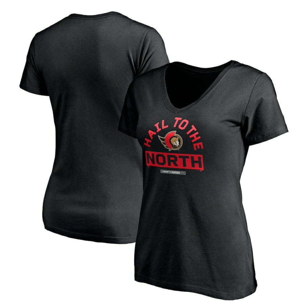 Ottawa Senators Women's Hail to the North V-Neck T-Shirt - Black T-shirts