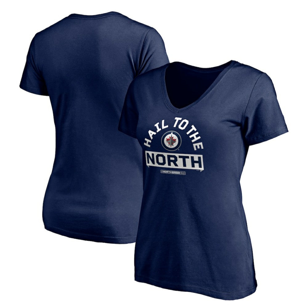 Winnipeg Jets Women's Hail to the North V-Neck T-Shirt - Navy T-shirts