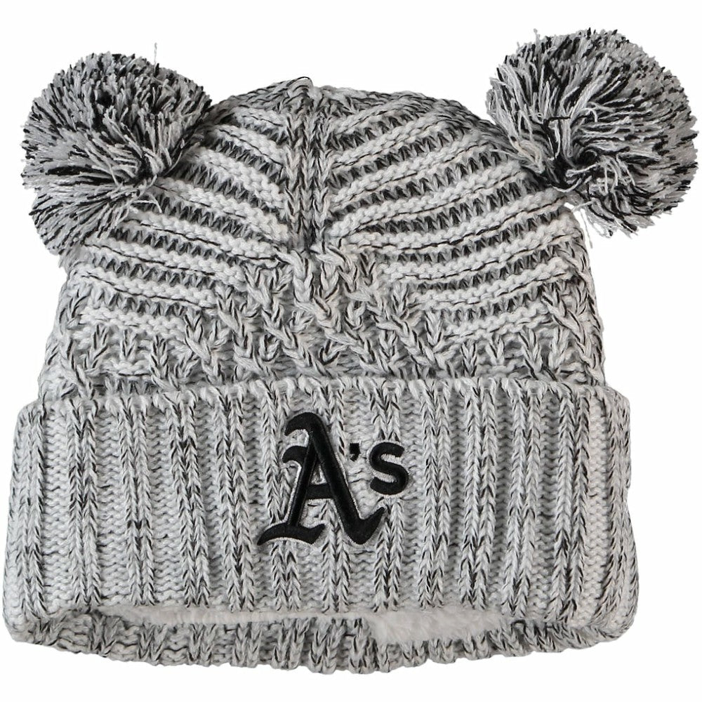 Athletics Women's Dual Cuffed Knit Hat with Poms Gray