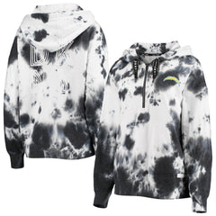 Los Angeles Chargers DKNY Sport Women's Dakota Oversized Tie-Dye Half-Zip Hoodie - White/Black sale