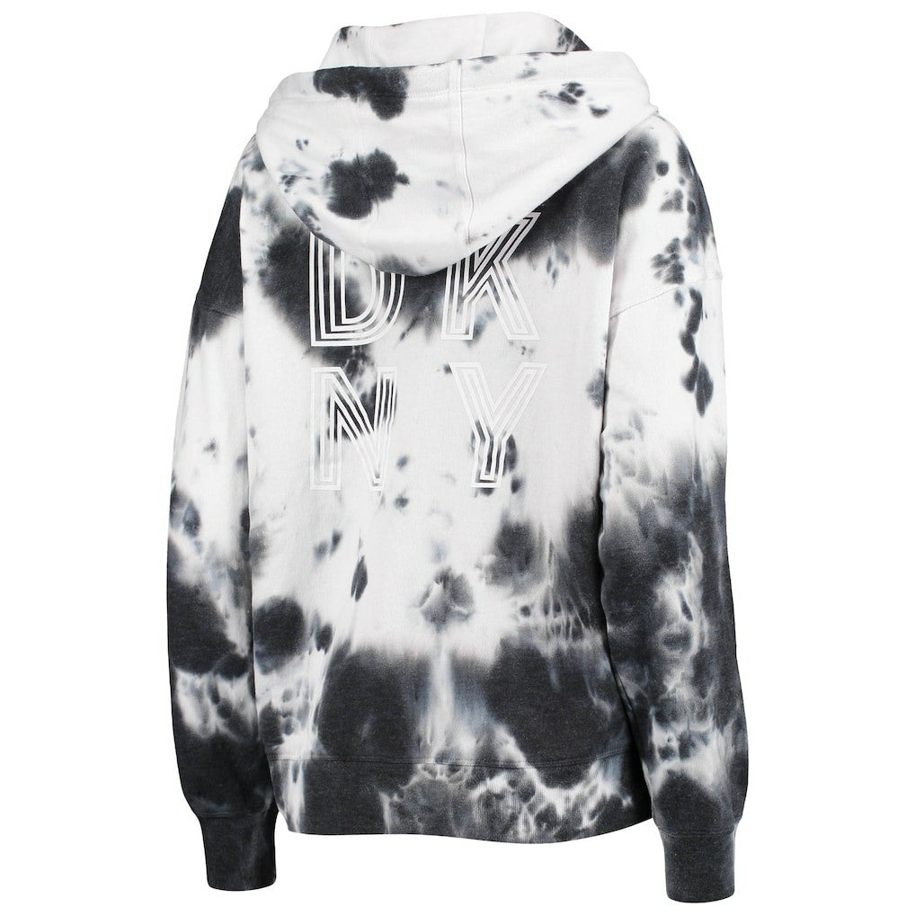 Los Angeles Chargers DKNY Sport Women's Dakota Oversized Tie-Dye Half-Zip Hoodie - White/Black sale