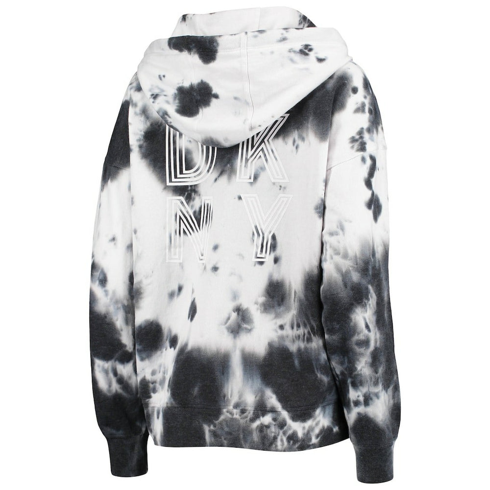 Los Angeles Chargers DKNY Sport Women's Dakota Oversized Tie-Dye Half-Zip Hoodie - White/Black sale