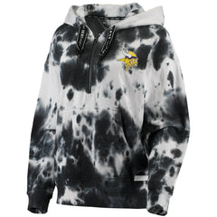 Minnesota Vikings DKNY Sport Women's Dakota Oversized Tie-Dye Half-Zip Hoodie - White/Black for sale
