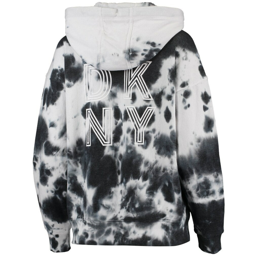 Minnesota Vikings DKNY Sport Women's Dakota Oversized Tie-Dye Half-Zip Hoodie - White/Black for sale