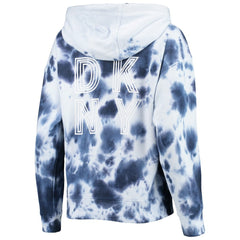 New England Patriots DKNY Sport Women's Dakota Oversized Tie-Dye Half-Zip Hoodie - White/Navy on sale