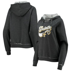 New Orleans Saints New Era Women's Script Fleece Raglan Pullover Hoodie - Charcoal on sale