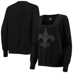 New Orleans Saints Cuce Women's Winners Square Neck Pullover Sweatshirt - Black cheap