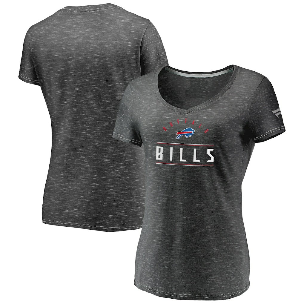 Buffalo Bills Women's League Leader Space Dye V-Neck T-Shirt - Charcoal on sale